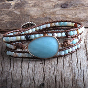 Pulsera envolvente de piedra con cuentas estilo bohemio