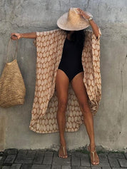 Long Floral Kimono Swimsuit Cover Up