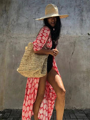 Long Floral Kimono Swimsuit Cover Up