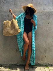 Long Floral Kimono Swimsuit Cover Up
