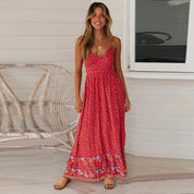 Vestido bohemio con tirantes finos y estampado floral
