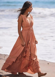 Vestido largo bohemio de playa para verano