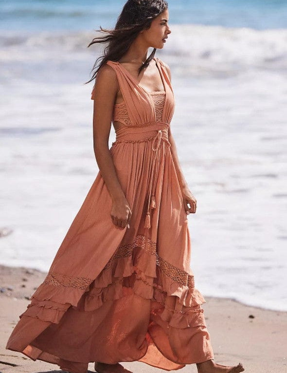Vestido largo bohemio de playa para verano