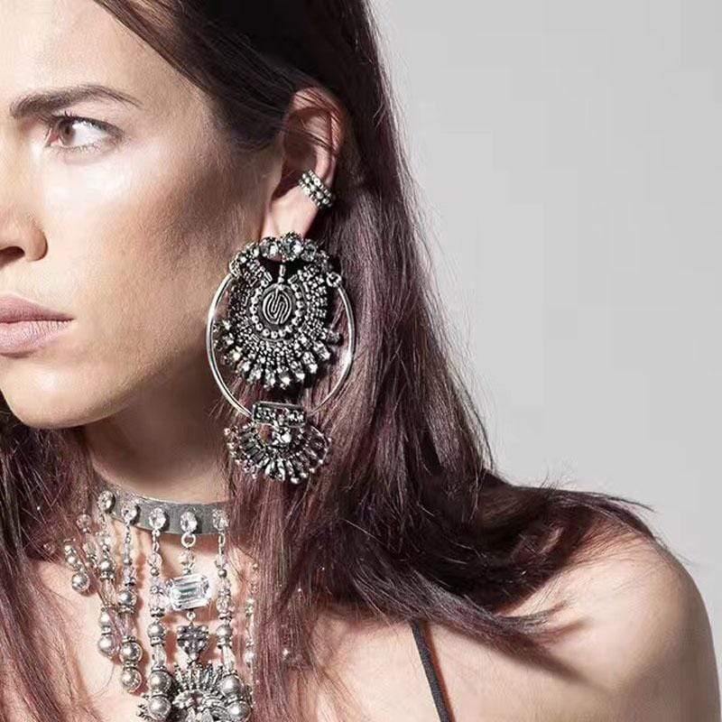 Pendientes grandes de gota de agua con diamantes de imitación
