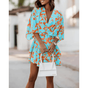 Minivestido bohemio azul y naranja