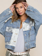 Chaqueta vaquera con estampado de serpiente bohemio