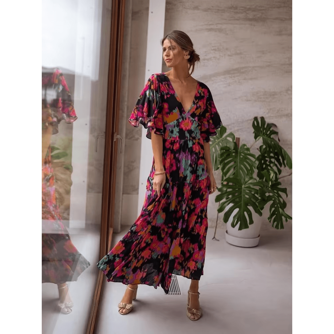 Vestido largo bohemio con estampado floral
