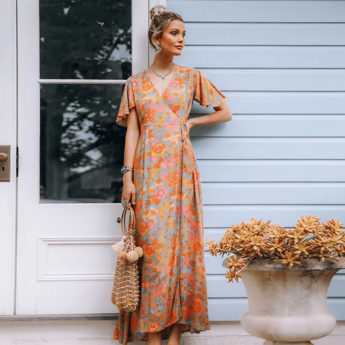 Vestido largo bohemio con estampado floral