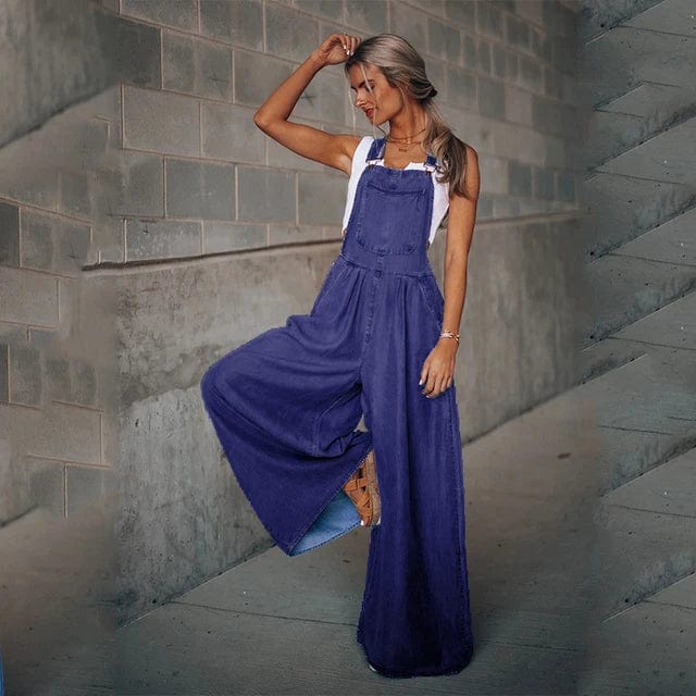 Vintage Boho Denim Wide Leg Overalls