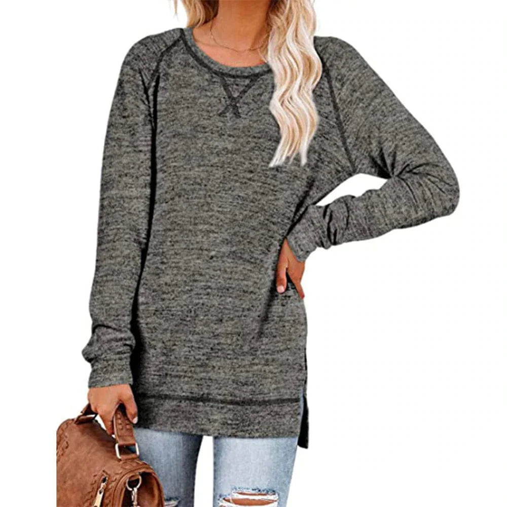 Camisa casual de manga larga de color liso