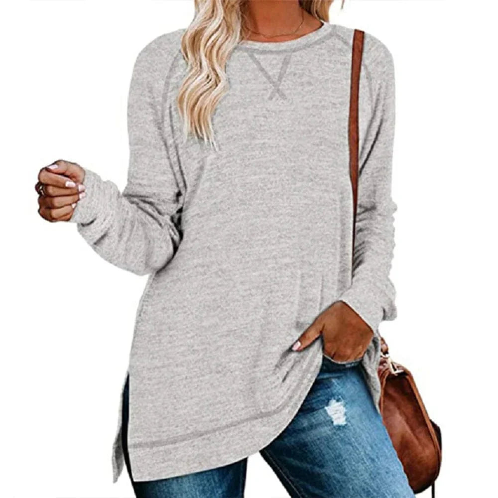 Camisa casual de manga larga de color liso