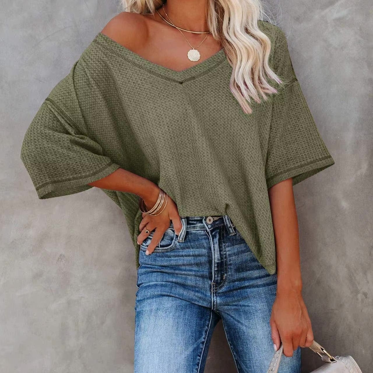 Over-Sized Casual V-Neck Shirt