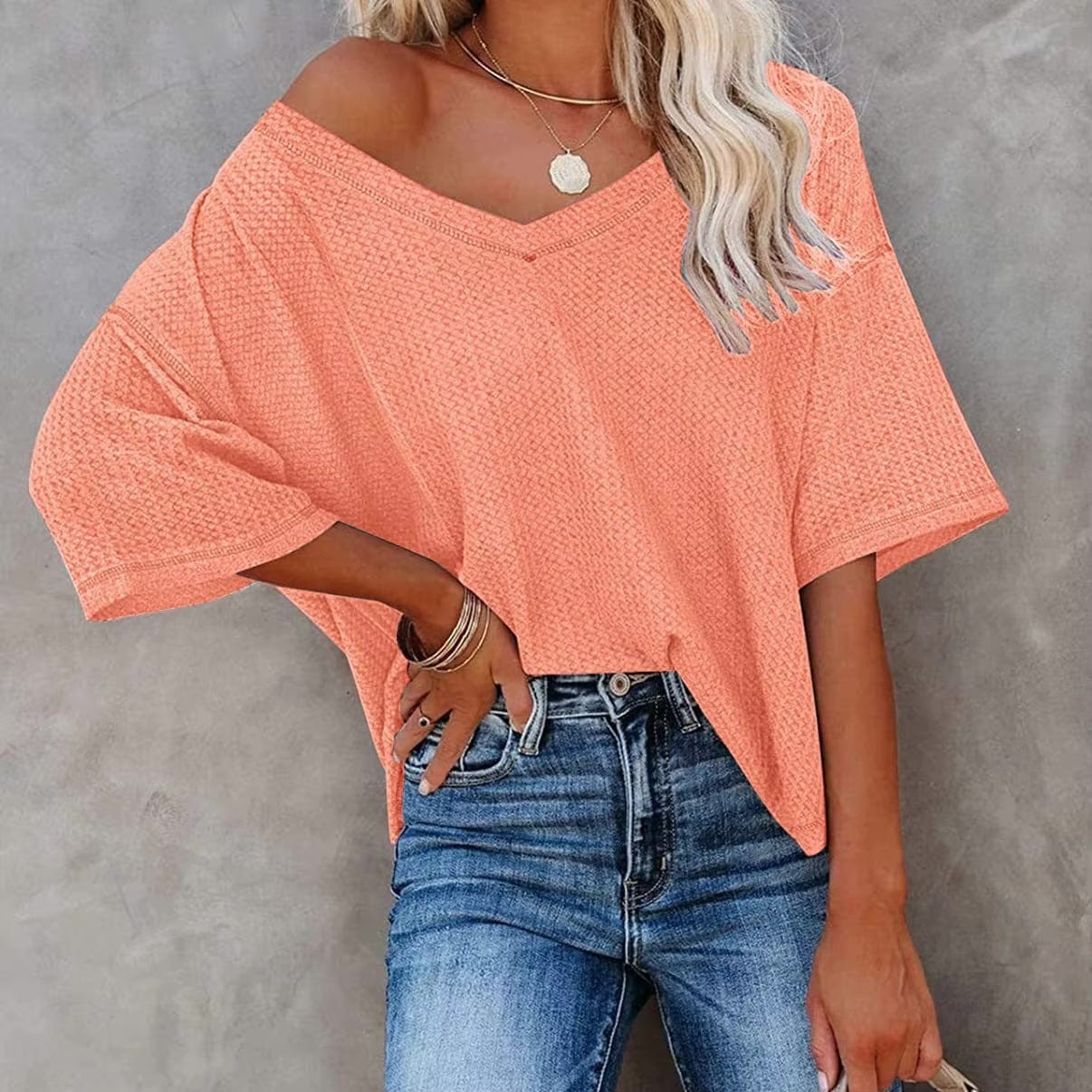 Over-Sized Casual V-Neck Shirt