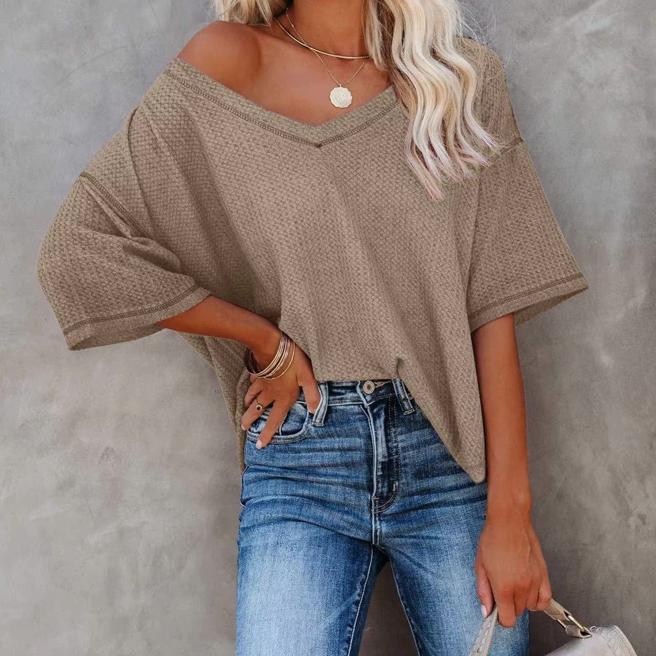 Over-Sized Casual V-Neck Shirt