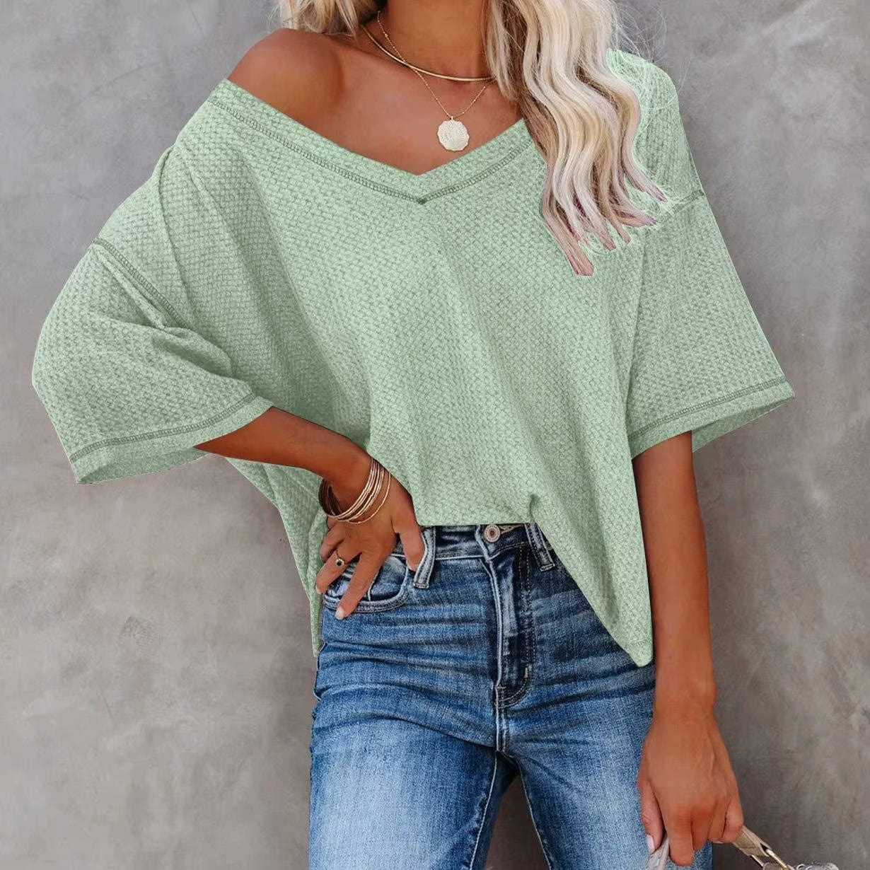 Over-Sized Casual V-Neck Shirt
