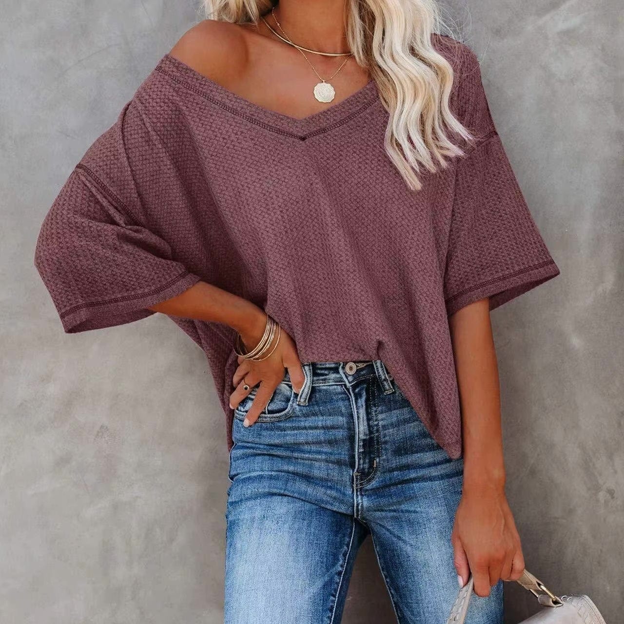 Over-Sized Casual V-Neck Shirt