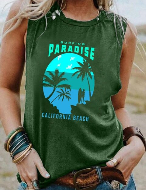 Camiseta sin mangas con gráfico vintage de surf
